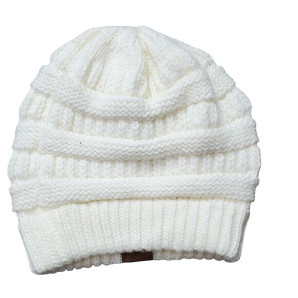 C.C. Creamy White Beanie Knit Hat - Picture 2 of 2